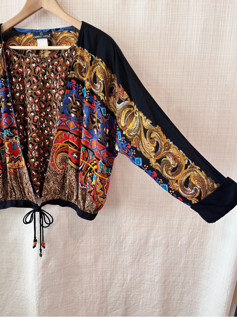 Vintage 90s Whimsigoth Baroque Print Shirt Carole Little Romantic Art to Wear - Picture 4 of 15